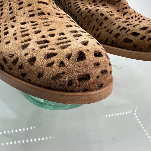 Ron White Ankle Slip on Bootie Brown Suede Leather perforated - Picture 2 of 12